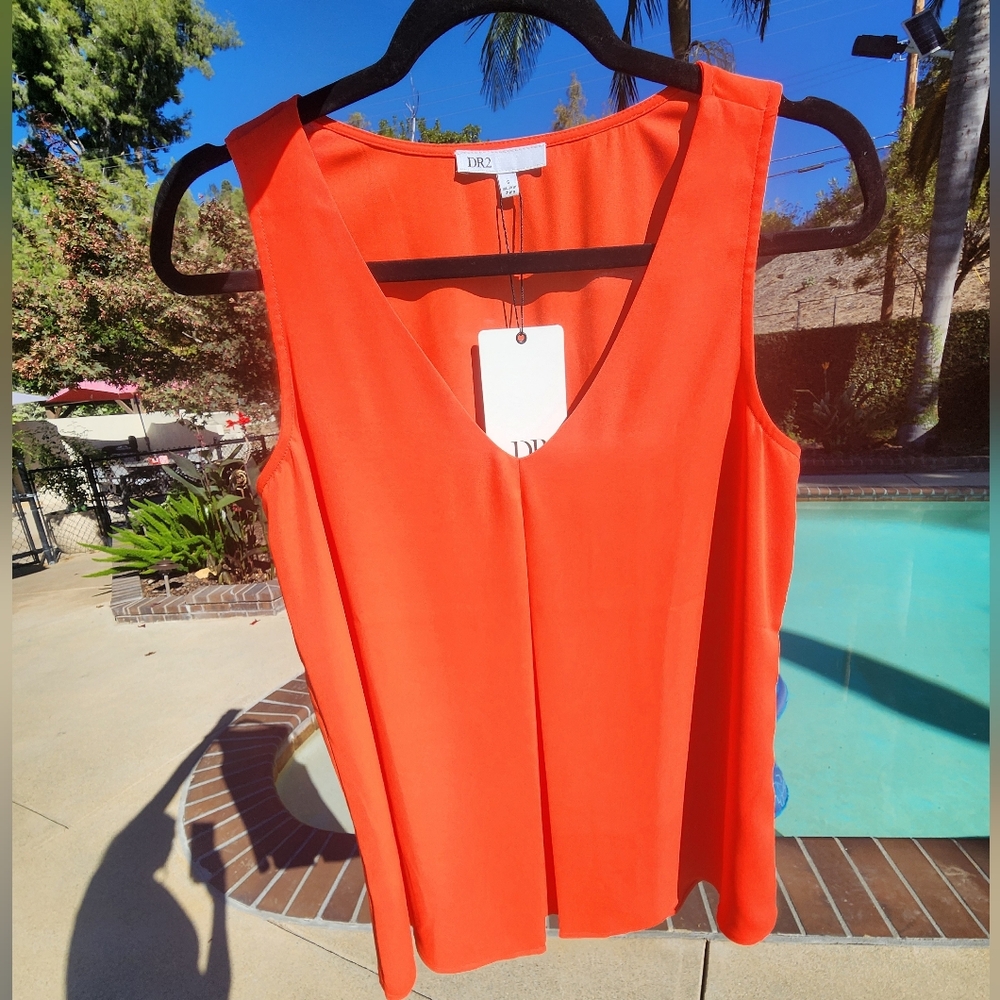 NWT DR2 DANIEL RAIN AUTUMN  Bright Orange Sleeveless Blouse